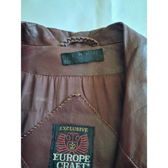 VINTAGE 1970'S Europe Craft Import, Long Jacket, Burgundy, Size 40, Many Pockets - Picture 3 of 16